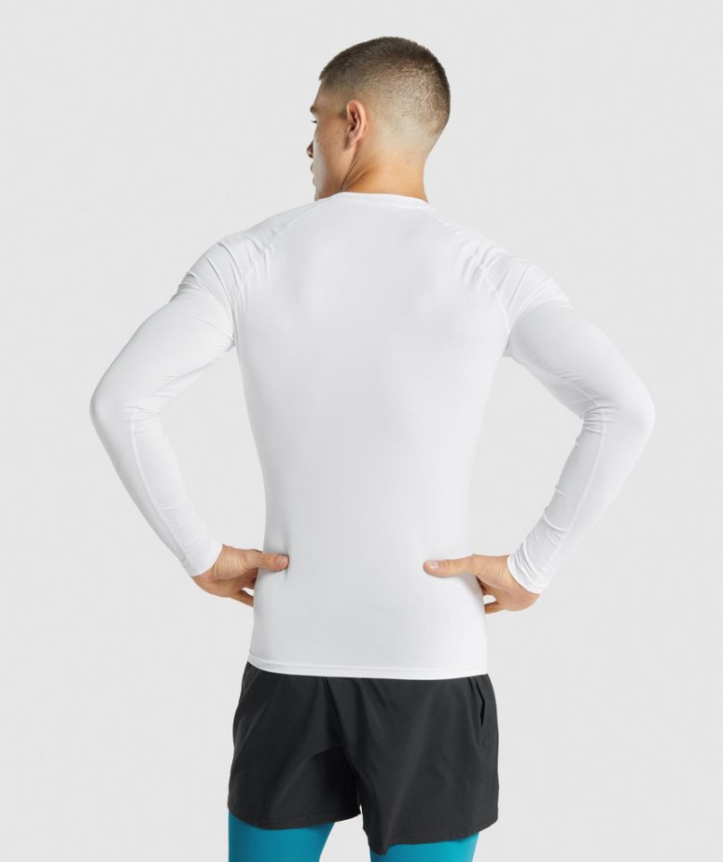 Men's Gymshark Element Baselayer Long Sleeve T-Shirts White | NZ 5FVIRX